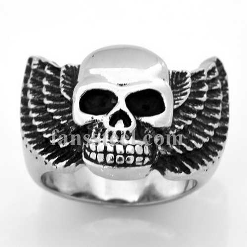 FSR09W15 wings ghost skull biker ring - Click Image to Close